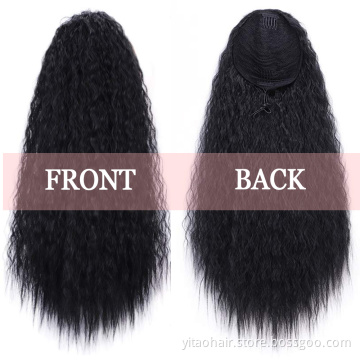 Curly Ponytail Hair 22 Inch Long Body Wave Ponytail hair Extension Synthetic Wrap Around Drawstring Hair with 2 Clips